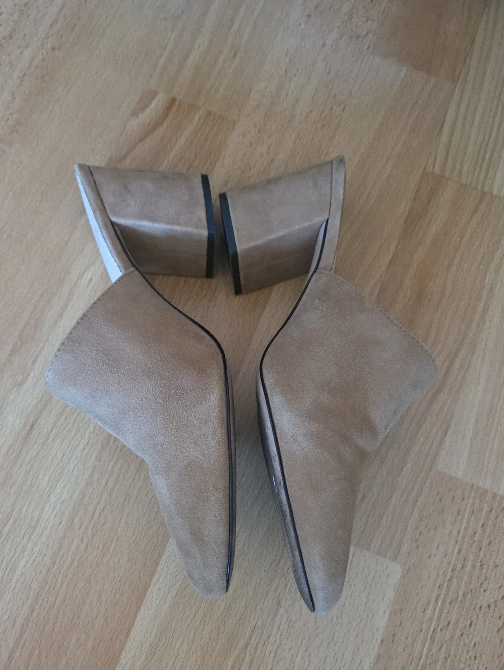 J. Crew Beige Suede Slip-On Block Heel Mules Size 8 Contemporary Minimalist